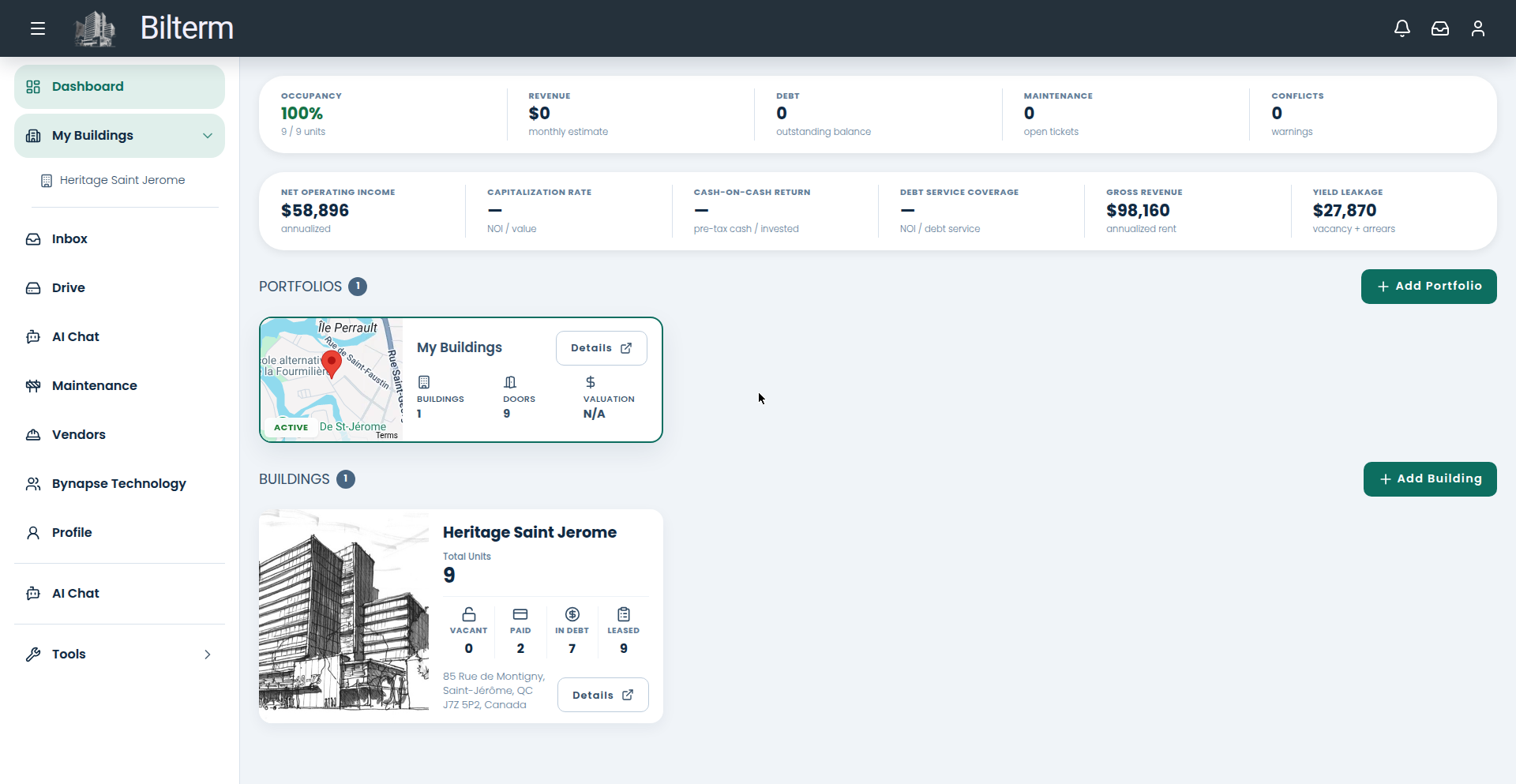 Investor KPIs on the Bilterm dashboard.
